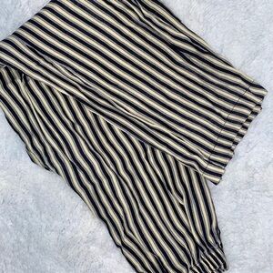 Striped Black and Cream Straight Leg Pants
